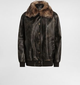 Dolce & Gabbana Nappa Leather Bomber Jacket - Woman Multi-colored 40