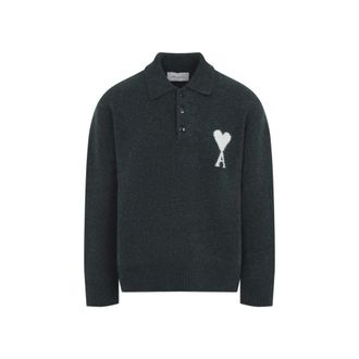 Ami Bottle Green Full Sleeves Polo