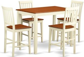 East West Furniture 5 Pc counter height set-pub Table and 4 bar stools with backs
