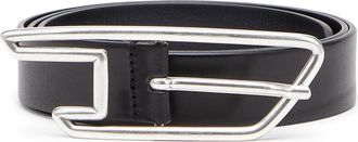 Diesel 3cm leather belt with D-logo buckle - Belts - Unisex - Black