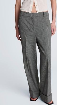 Kenneth Cole High Waist Pleat Front Cuffed Pants in Black Multi/Pure White at Nordstrom, Size 14