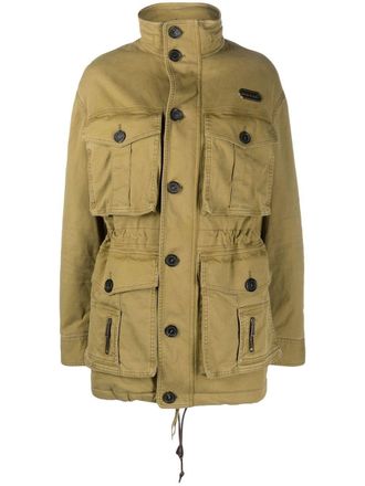 Dsquared2 multi-pocket funnel-neck jacket - women - Spandex/Elastane/Cotton/Cotton/Polyester/Polyester/Calf Leather - 40 - Green