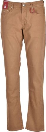Sartoria Tramarossa Beige Straight-Leg Jeans with Classic Five-Pocket Design