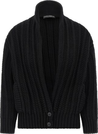 Dolce & Gabbana Womens Coarse Wool Cardigan