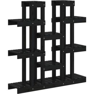 vidaXL Supporto per Piante Nero 104,5x25x109,5 cm Legno Massello Pino vidaXL