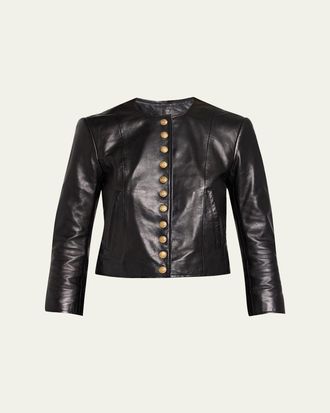 R13 Front-Snap Leather Jacket