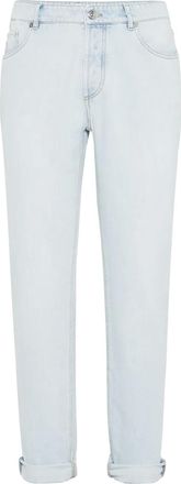 Brunello Cucinelli logo-patch jeans - men - Cotton - 60 - Blue