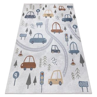 RugsX Rugsx - Alfombra Bono 8436 Carros, Calle Crema / Gris Claro Multicolour 140x190 Cm