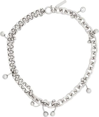 Justine Clenquet Holly piercing-detailed necklace - women - Rhinestone/Palladium Plated Brass - OS - Silver