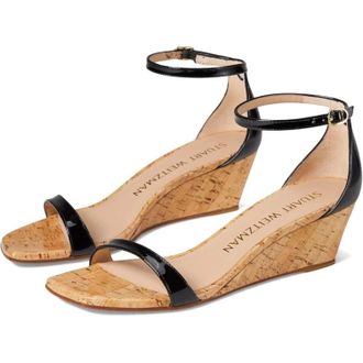 Stuart Weitzman Womens Stuart Weitzman Nudistcurve SA899- Sandals Black Wedge Heel HTAT231