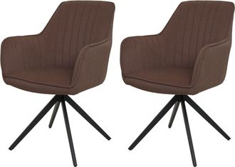 Hhg Hhg - Juego De 2 Silla De Comedor 499, Silla De Cocina Reclinable Apoyabrazos De La Silla, Coche Giratorio Posici&oacute;n Tela / Textil, Marr&oacute;n
