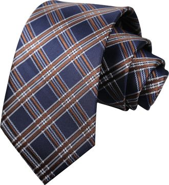 Alizeal Mens 8cm Plaid Formal Necktie Classic Stripe Patterned Business Party Wedding Daily Office Wear Tie, 28