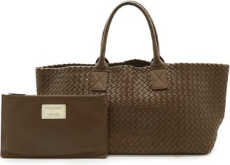 Bottega Veneta Intrecciato Brown Leather Tote Bag (Pre-Owned)