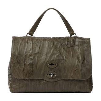 Zanellato Tassen, Dames, Groen, ONE Size, Leer, Postina Pliss&egrave;