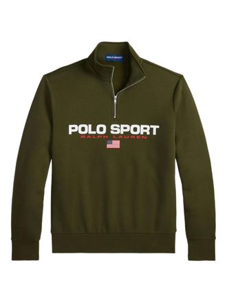 Polo Ralph Lauren logo-print fleece sweatshirt - men - Cotton/Recycled Polyester - L - Green