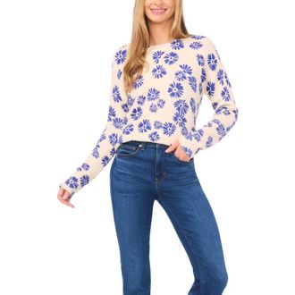 CeCe by Cynthia Steffe Floral Sweater in Birch at Nordstrom, Size Xx-Large