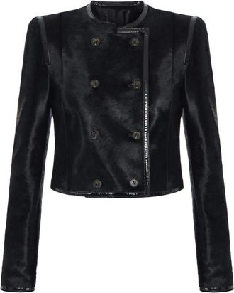 Elisabetta Franchi Boxy Leren Jas - Dames - Leren en Su&egrave;de Jassen - Zwart - XL - Leer - Jassen