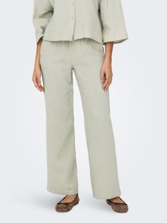 Jacqueline de Yong Schlupfhose JDY JDYTHEIS LIFE WIDE PANT WVN NOOS, Damen, Gr. XS, L&auml;nge 32, beige (desert sage), Web, Obermaterial: 100% Baumwolle, unifarben, relaxed 