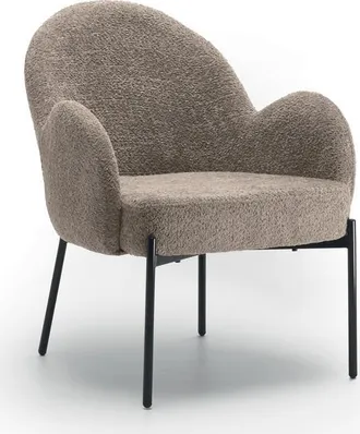 Stones Poltrona Malibu In Tessuto Boucl&eacute; Color Miele Con Struttura In Metallo Verniciato Nero - Comfort E Design Moderno Per Interni Raffinati