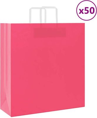vidaXL Bolsas De Papel Con Asas 50 Uds Rosa 45x17x48 Cm Vidaxl