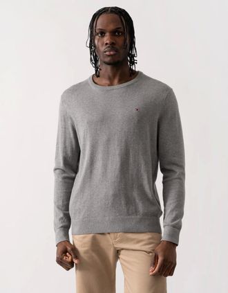 Tommy Hilfiger Mens Tommy Hilfiger Core Essential Cotton Crew Mens Sweatshirt - Medium Grey Heather - Size: 42