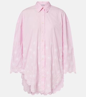 Juliet Dunn Embroidered cotton poplin shirt