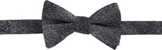 Trafalgar Store Esteban Scrolling Vines Tone on Tone Patterned Silk Self Tie Bow Tie in Silver And Black at Nordstrom
