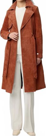 Soia & Kyo Alexis-N Slim-Fit Suede Trench Coat In Copper