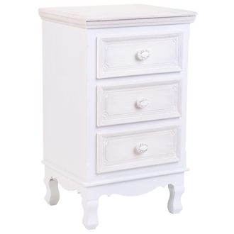 Wanderlust Deco Mesita de madera de 3 cajones blanco 41x33.5x68