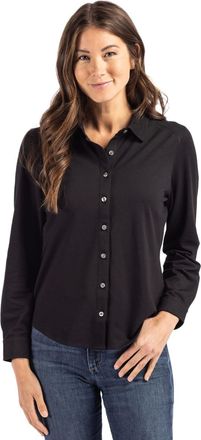 Cutter & Buck Advantage Tri-Blend Soft Pique Long Sleeve Knitted Womens Button Down