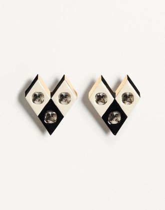Valentino Garavani Losangettes Metal, Enamel And Crystal Earrings Wo