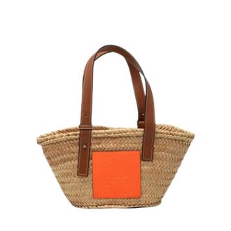 Loewe Pre-owned Tote Bags, female, Beige, Size: ONE SIZE Pre-owned Raffia Basket Handbag