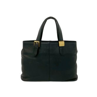 Burberry Black Leather Handbag Tote Bag (Pre-Owned)