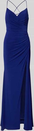Mascara Abendkleid mit Raffungen und Gehschlitz in Royal Melange, Größe 36