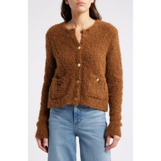 Frame Denim Patch Pocket Bouclé Cardigan in Camel at Nordstrom Rack, Size Medium