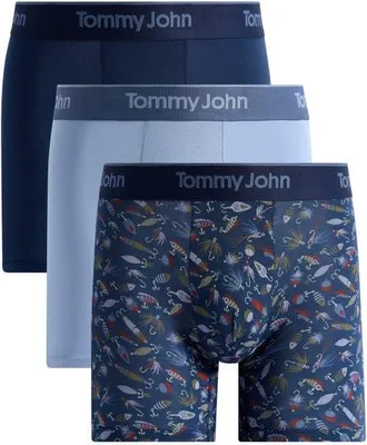 Tommy John Assorted 3-Pack Second Skin 4-Inch Stretch Modal Boxer Briefs in Drbl/rnwshv/fshldb at Nordstrom, Size X-Large