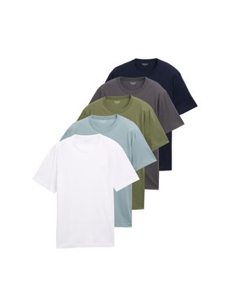 Tom Tailor T-Shirt TOM TAILOR, Herren, Gr. XXL, weiss (wei&szlig;), Jersey, Obermaterial: 100% Baumwolle, unifarben, regular fit taillenbedeckt, Rundhals, gerader Absc
