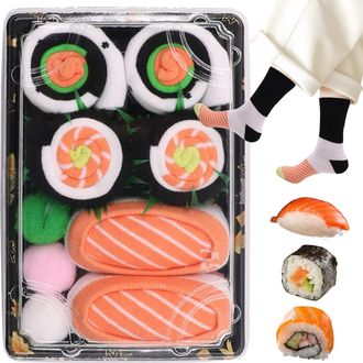 Generic Sushi Box Funny Socks, Tuna Salmon Cucumber Maki Sock Box Funny Sushi Socks, Christmas Favor Box High-top Couple Casual Socks, Funny Weird Sushi Food 
