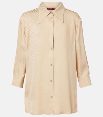 Gucci Camicia in seta a righe Interlocking G