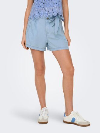 Only Shorts ONLY ONLCHARIS LIFE HW BELT SHORTS CC WVN, Damen, Gr. S (36), N-Gr, blau (light blau denim), Web, Obermaterial: 100% Lyocell, unifarben, regula