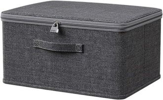 OEM Caja De Almacenamiento Plegable Con Tapa Y Cerradura De Combinaci&oacute;n - Gris (40 X 30 X 21 Cm) Para Armario O Debajo De La Cama