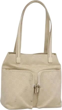 Gucci Pre-owned Shoulder Bags, female, Beige, Size: ONE SIZE Pre-owned Vintage GG Canvas Shoulder Bag