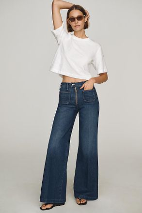 Mother Patch Pocket Hustler High-Rise Wide-Leg Jeans