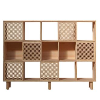 Naan Furniture Librer&iacute;a de pino macizo natural 6 puertas 160 cm barnizado