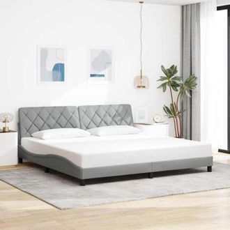 vidaXL Cama Sin Colch&oacute;n Tela Gris Claro 200x200 Cm Vidaxl