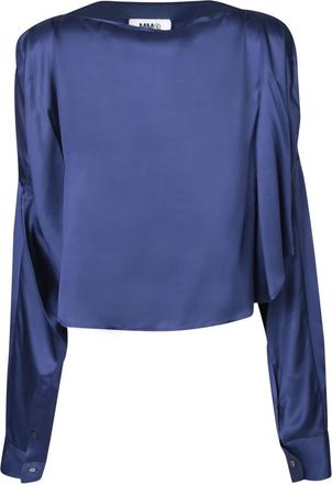 Maison Margiela Blauwe Shirts Dames T-shirts & Polos - Dames - Blouses - Blauw - 2XS - Overhemden