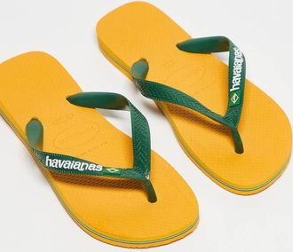 Havaianas unisex Brazil logo flip flops in green