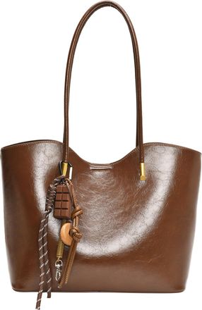 Generic Kexpery Womens Plain PU Leather Handbag with Zipper Large Capacity Tote Bag for Travel Shopping Work