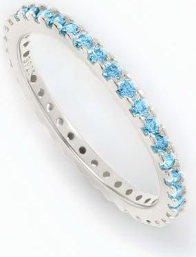 Mint & Lily March Birthstone Eternity Stacking Ring in 925 Sterling Silver at Nordstrom, Size 10