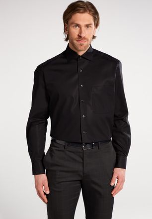 Eterna Langarmhemd ETERNA COMFORT FIT, Herren, Gr. 52, N-Gr, schwarz, Popeline, 100% Baumwolle, normal, Manschette, Hemden Langarmhemd, NON IRON (b&uuml;gelfrei)